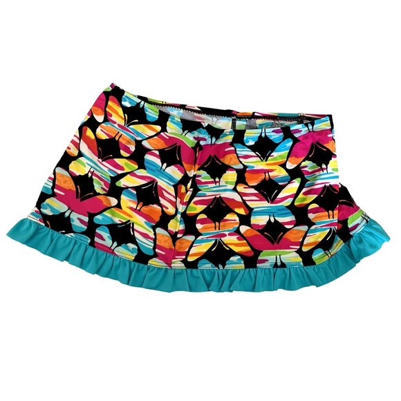 Xhilaration Girls Size Large 10 12 Bathing Swim Skirt wrap around Butterfly Ruff - Picture 2 of 2